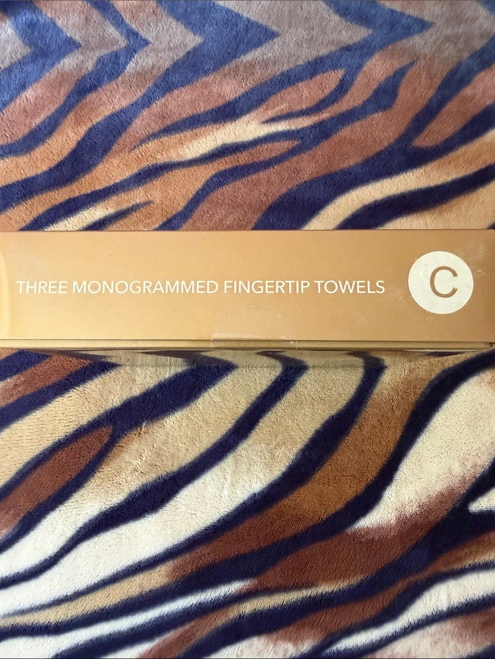 Avanti White Fingertip Towels with Gold Monogram Embroidery
